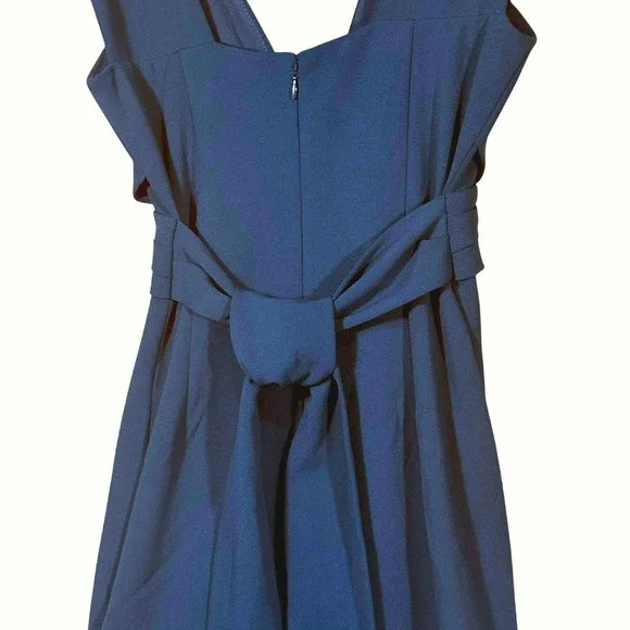 Anthropologie BHLDN Teal V Neck Sleeveless Wrap Waist Bow Back Midi Dress Size 4 - Picture 9 of 16